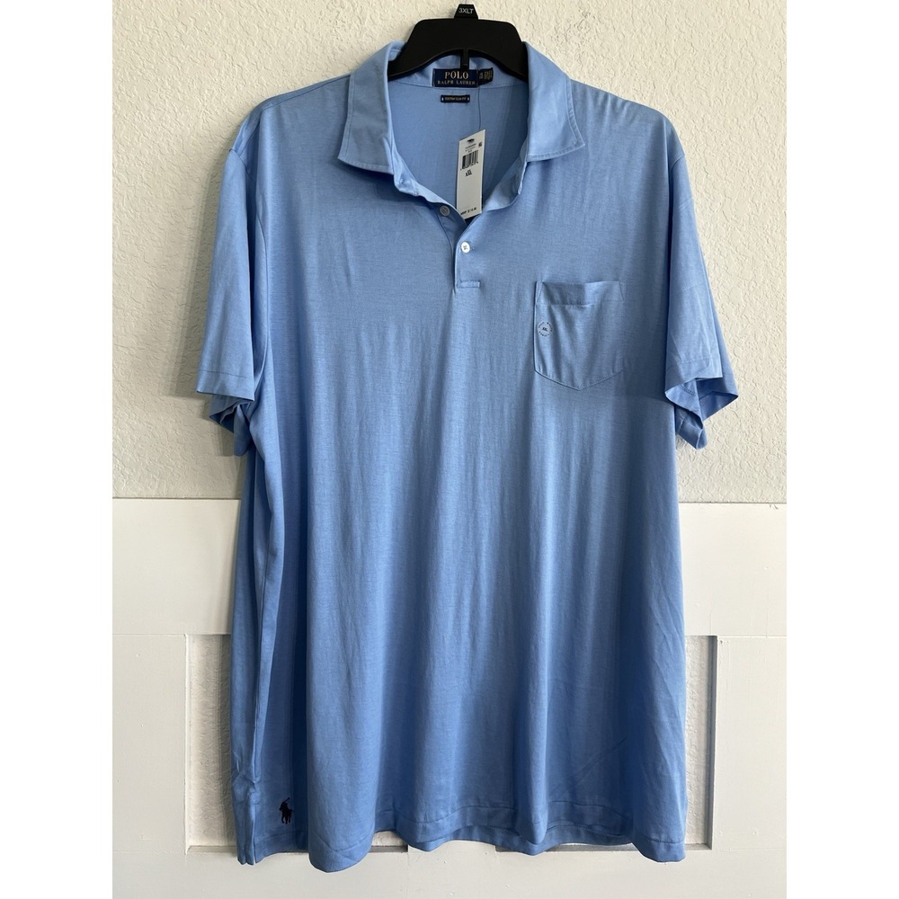 Polo Ralph Lauren Men's Blue Custom Slim Fit Polo Shirt Size XXL BUTTER SOFT
